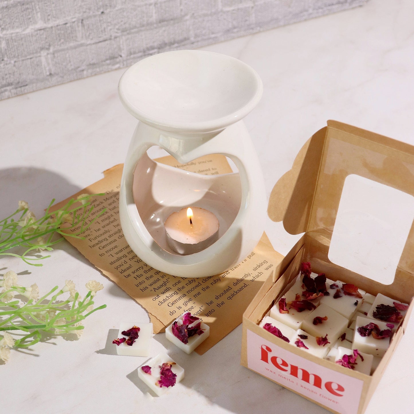 Square Melts with Rose Petals