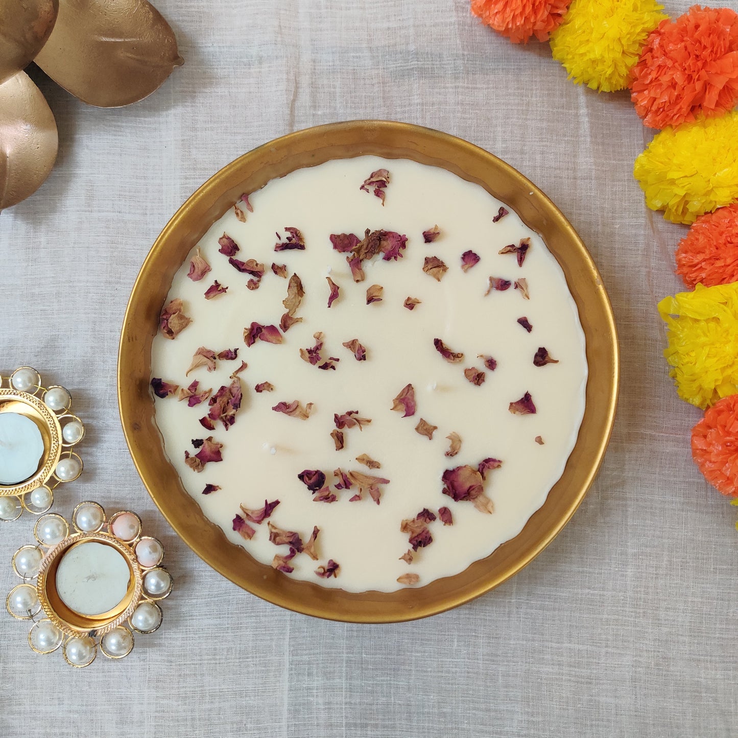 Candle Bowl with Rose Petals (Urli)